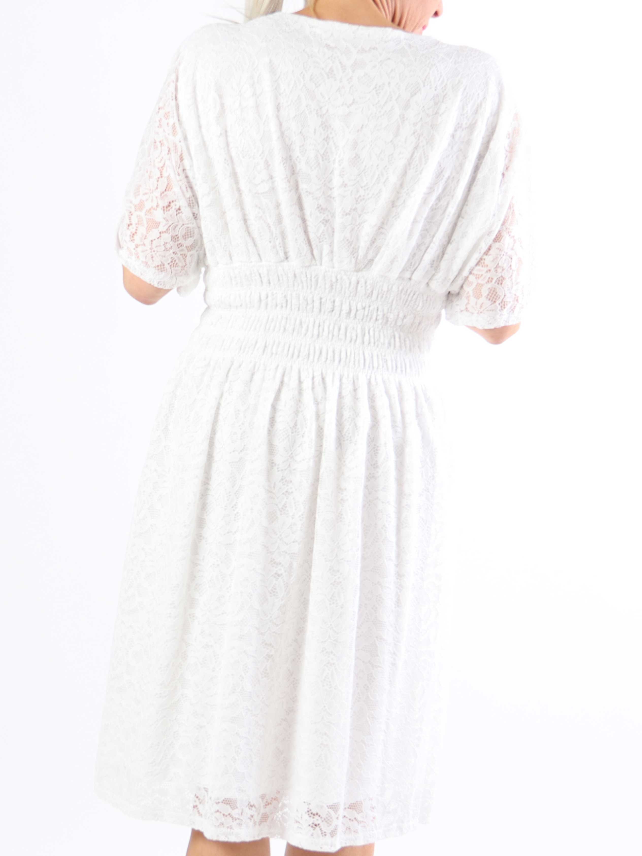 Pams Lace Short S/S - Kort plus size blondekjole med korte ærmer